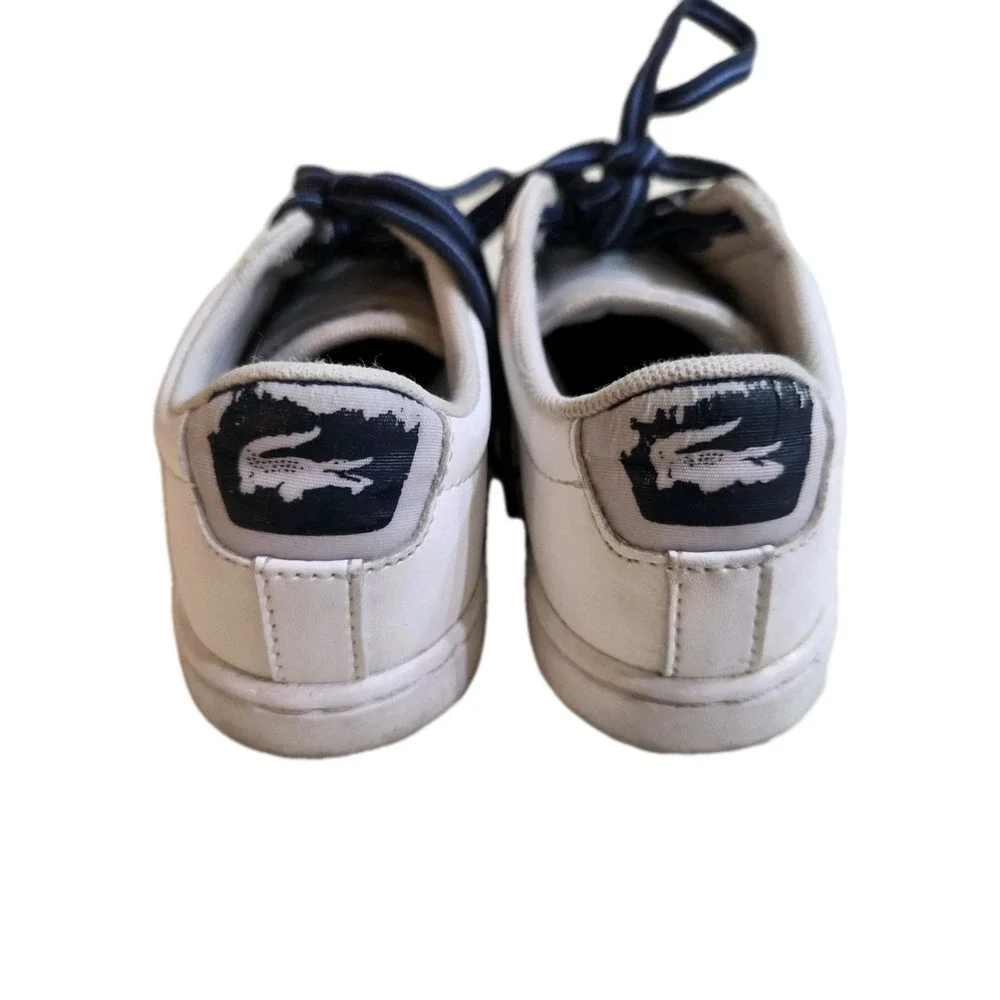 Lacoste Kids' Carnaby Evo Sneaker, White Navy Synthetic, Size 12